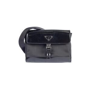 PRADA Black Nylon and Leather Shoulder Bag